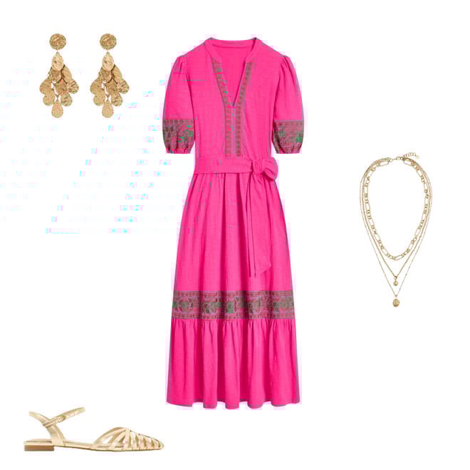 1st bundle featuring 3 items which compliment Amara Embroidered Jersey Dress-Pink Peony