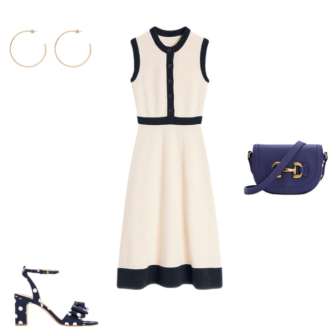 4th bundle featuring 3 items which compliment Bow Heeled Sandals-Navy and Ecru Spot