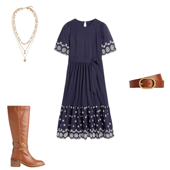 1st bundle featuring 3 items which compliment Isabel Broderie Mix maxi Dress-Navy