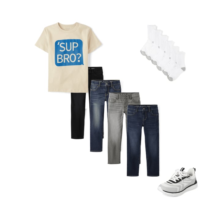 2nd bundle featuring 3 items which compliment Boys Straight Jeans 4-Pack
