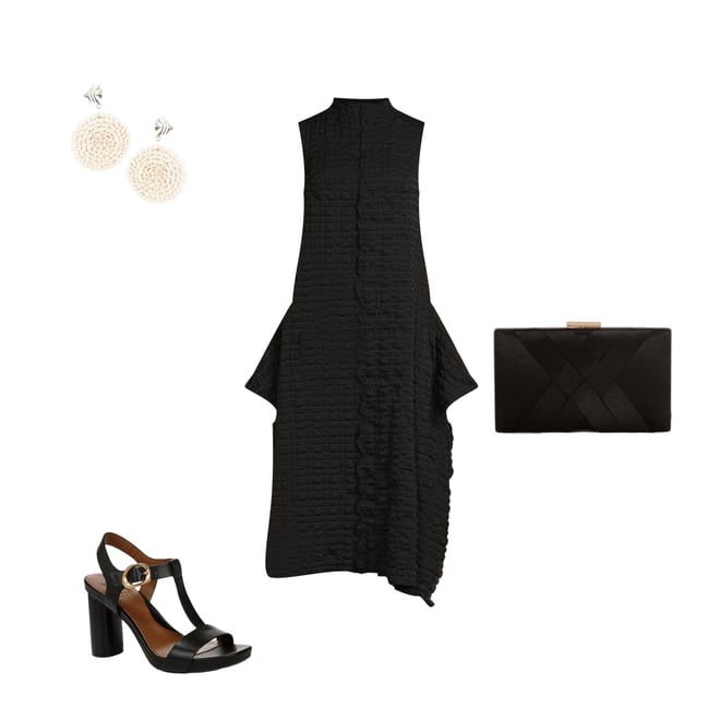 IC Collection Textured Bubble Check Woven Mock Neck Sleeveless