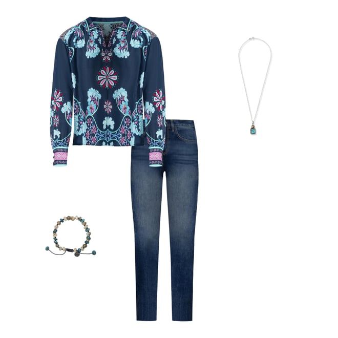 Buy PARTY IN BLUE PENDANT NECKLACE | Johnny Was Buy PARTY IN BLUE PENDANT NECKLACE | Johnny Was