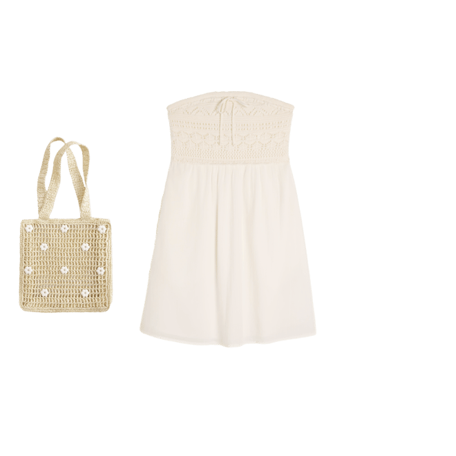 Strapless Crochet-Style Mix Mini Dress