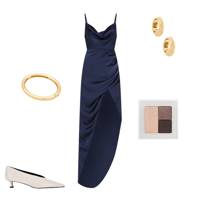 navy blue dress for baby girl OFF SHOULDER TWISTED DRAPE DRESS main image 1