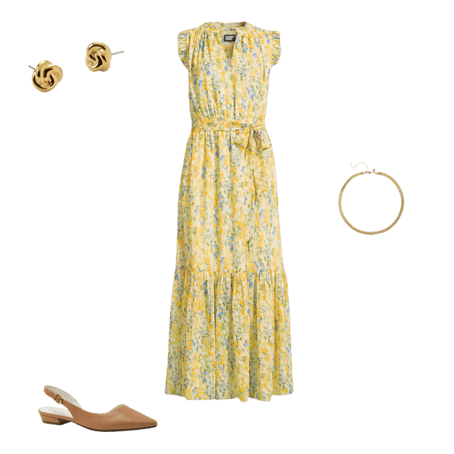 Women's Chiffon Maxi Dress with Ruffle Detail | Lands' End