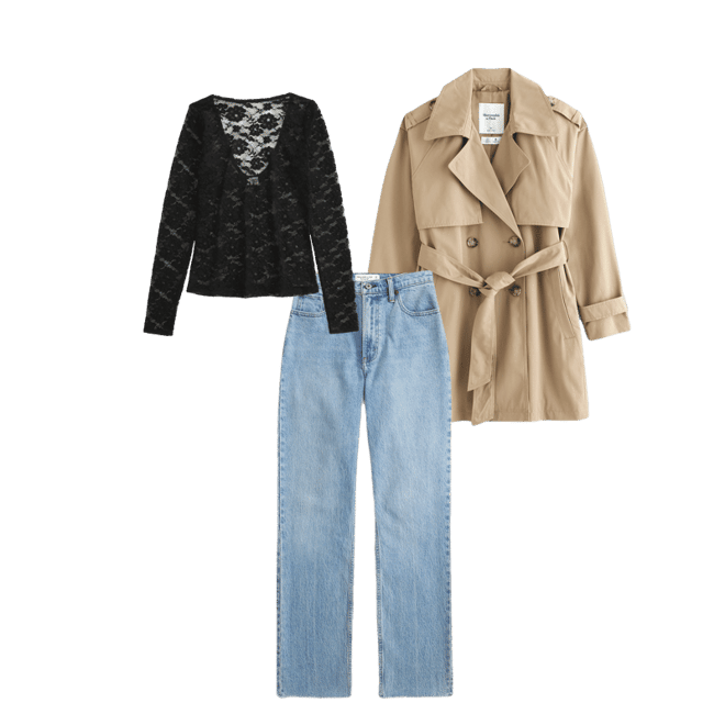 Long-Sleeve Lace Slash Top