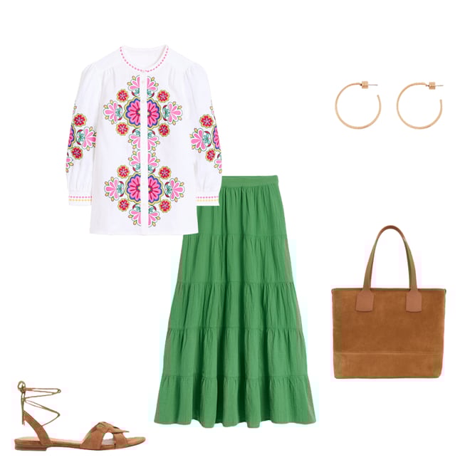 1st bundle featuring 4 items which compliment Nadia Double Cloth Maxi Skirt, Paradise Green