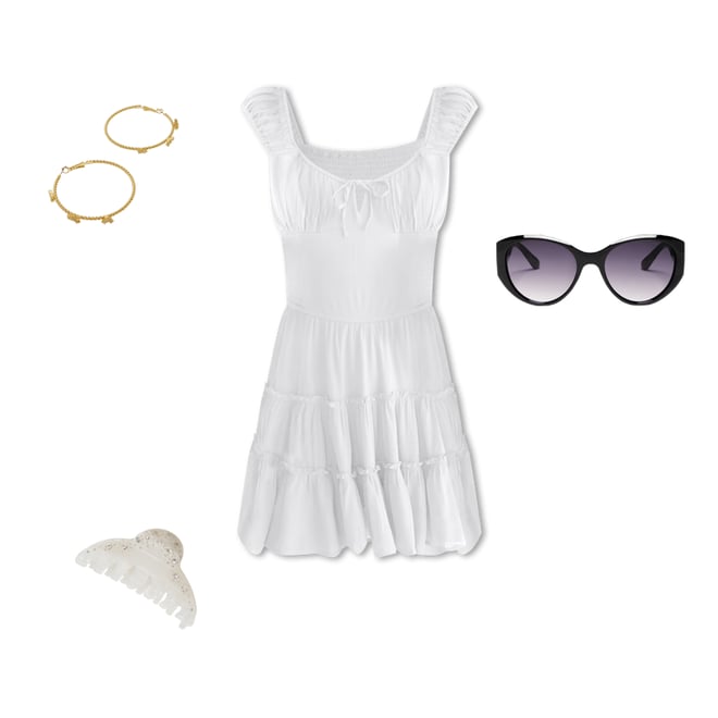 Solid Scoop-Neck Smocked Fit & Flare Dress
