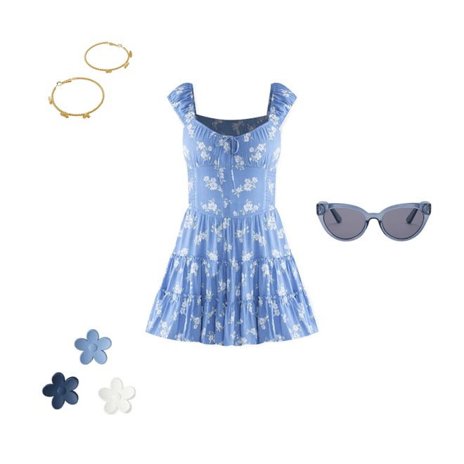 Floral Scoop-Neck Smocked Fit & Flare Dress