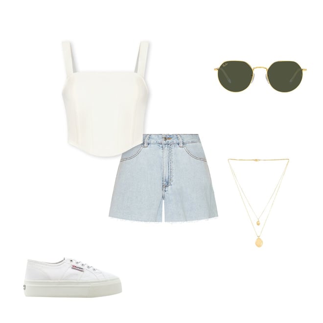WeWoreWhat Flare Bell Short in Light Wash | REVOLVE