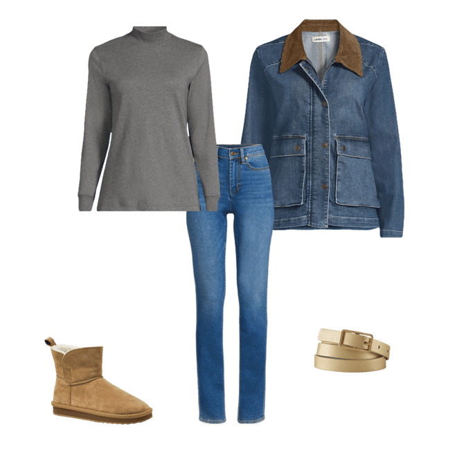 Women's Corduroy Collared Denim Jacket | Lands' End