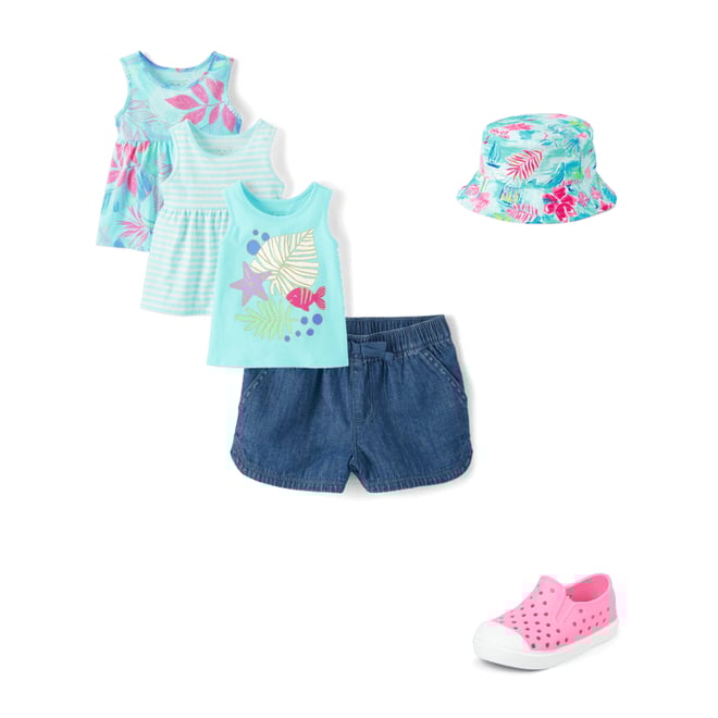 8th bundle featuring 3 items which compliment Baby And Toddler Girls Chambray Pull On Shorts