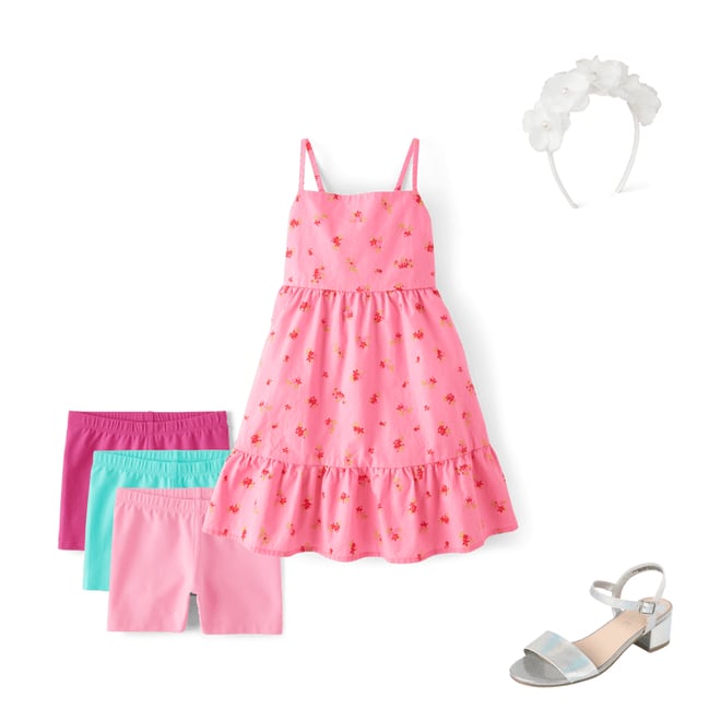 6th bundle featuring 3 items which compliment Girls Floral Bow Back Poplin Tiered Dress