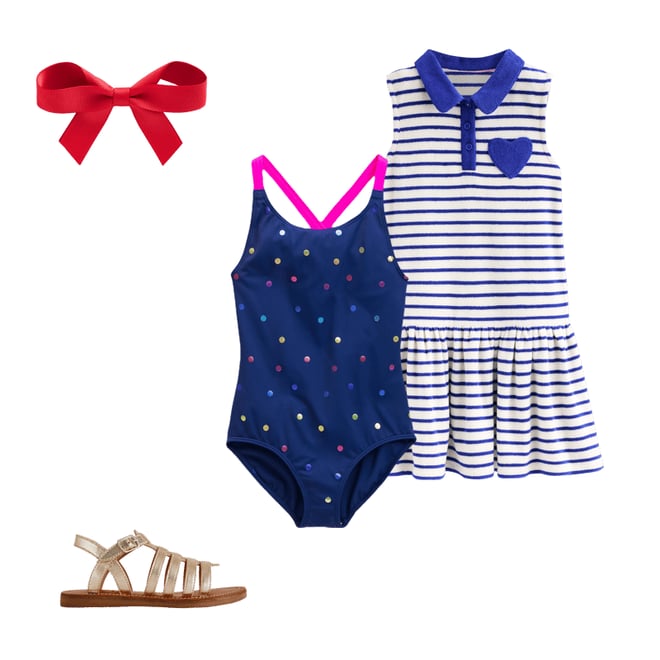 1st bundle featuring 3 items which compliment Cross-back Printed Swimsuit