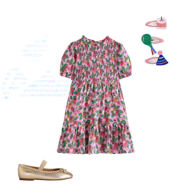 1st bundle featuring 2 items which compliment Aurora Shirred Twirly Dress-Cosmos Pink Strawberry Patch