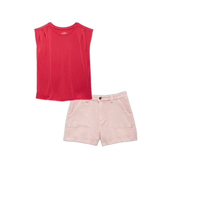 4th bundle featuring 1 items which compliment  Amorita Stretch Terry High Rise Utility Shorts - Pink