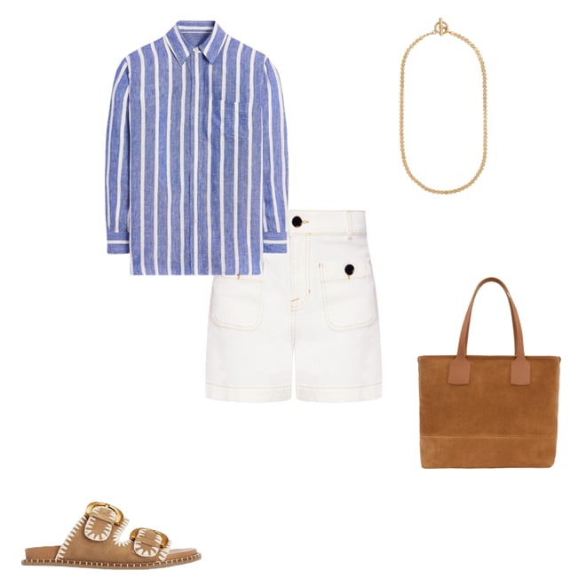 5th bundle featuring 4 items which compliment Sadie Relaxed Linen Shirt-Bright Blue Woven Breton