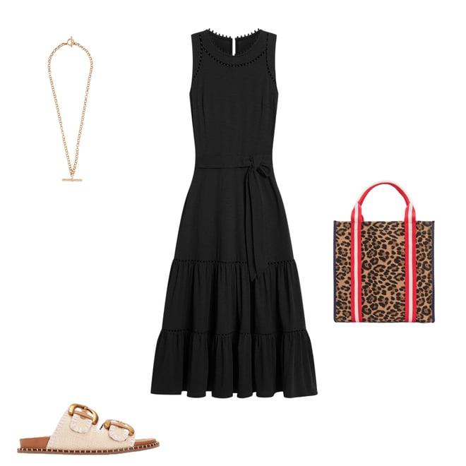 1st bundle featuring 3 items which compliment Mila Trim Tiered Jersey Dress-Black