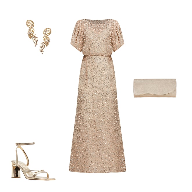Mac Duggal ★【パーティー ドレス】Pearl Sequin Shawl Gown Mac Duggal Pearl Sequin Beaded Mesh Boat Neck Short Flutter