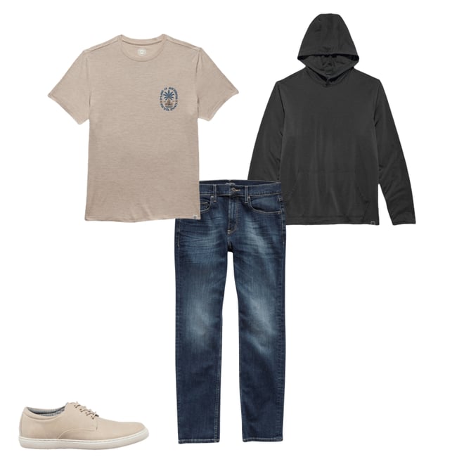 1st bundle featuring 3 items which compliment  Leafy Print Palm Tree Performance Tee Shirt - Leafy Print Oatmeal