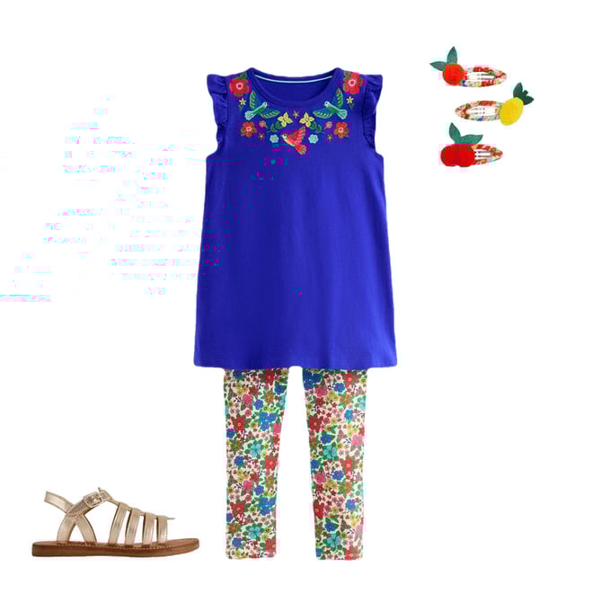 3rd bundle featuring 2 items which compliment Frill Sleeve Tunic Set-Bright Blue Embroidery