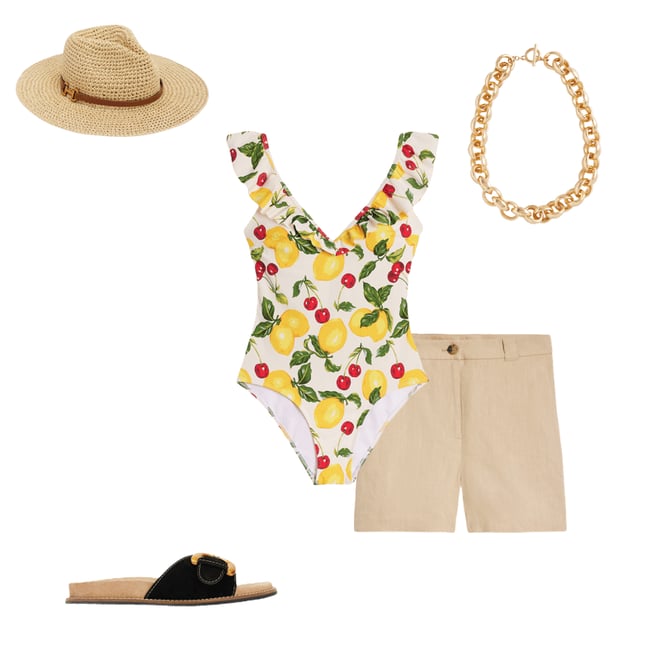2nd bundle featuring 4 items which compliment Evia Ruffle Swimsuit-Ivory, Cherries and Lemons