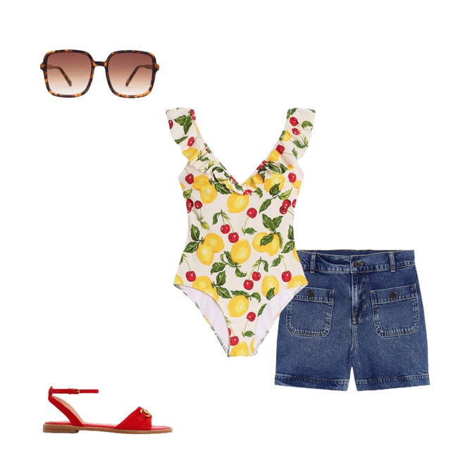 3rd bundle featuring 3 items which compliment Evia Ruffle Swimsuit-Ivory, Cherries and Lemons