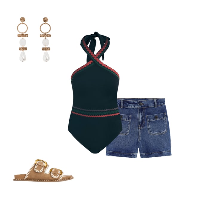 5th bundle featuring 3 items which compliment Pocket Front Denim Shorts-Mid Vintage