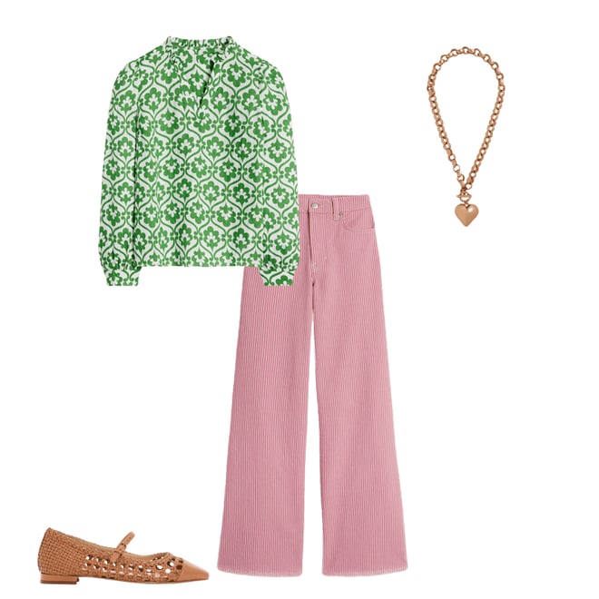 6th bundle featuring 3 items which compliment High Rise Wide Leg Jeans-Pink Stripe