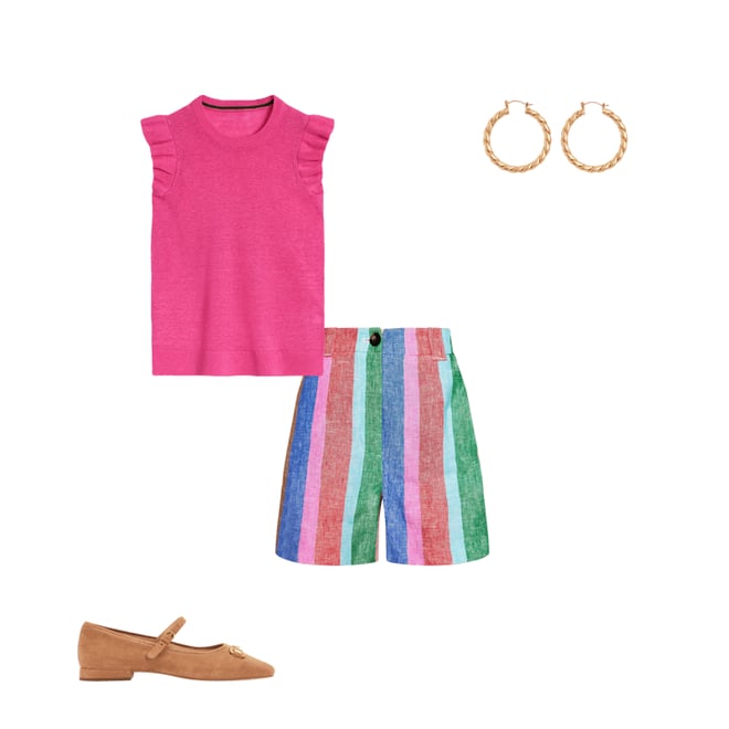 2nd bundle featuring 3 items which compliment Westbourne Linen Shorts-Bright Rainbow Stripe