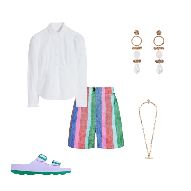 1st bundle featuring 4 items which compliment Westbourne Linen Shorts-Bright Rainbow Stripe