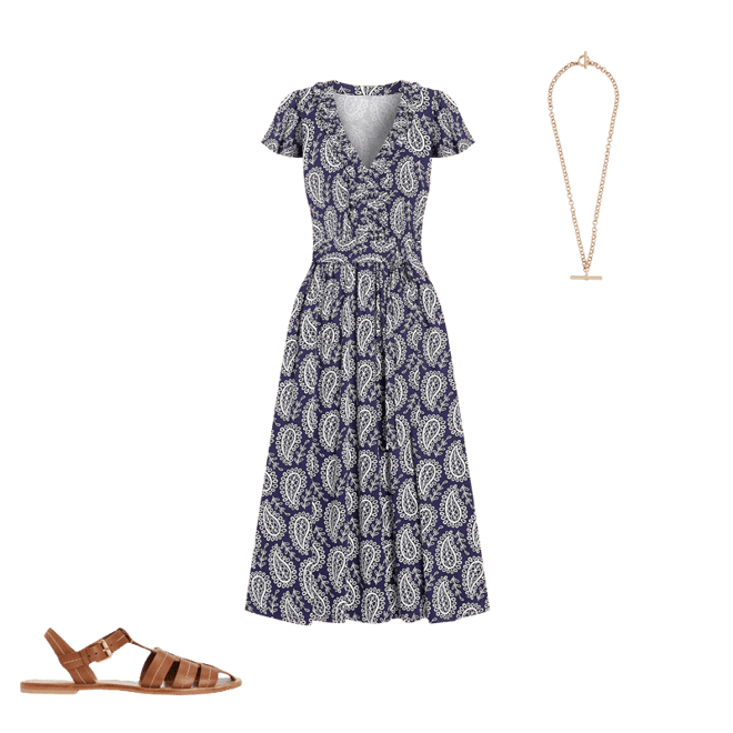 fitted knee length dress Quill - Cream Below the Knee Fit & Flare Dress main image 0