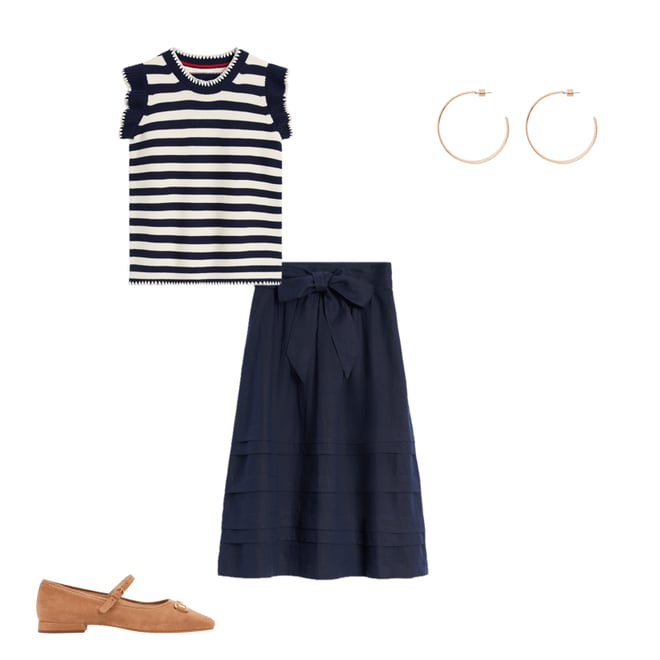 【Anyone more】Mur Midi Pintuck Hool skirt Taka-Midi-Skirt-in-Poplin-