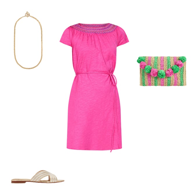 3rd bundle featuring 3 items which compliment Fringe Raffia Clutch-Pink/Green