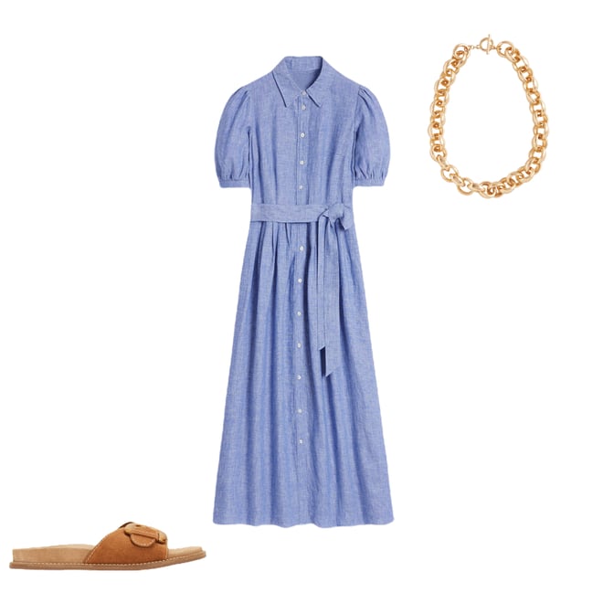 5th bundle featuring 2 items which compliment Alexa Linen Maxi Shirt Dress-Grey Blue Chambray