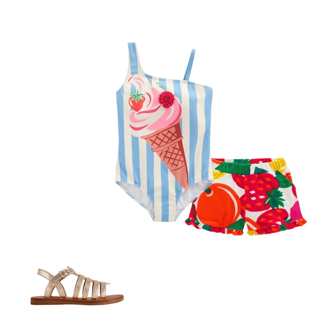 2nd bundle featuring 2 items which compliment Sunday Appliqué Swimsuit-Vintage Blue Ice Cream Stripe