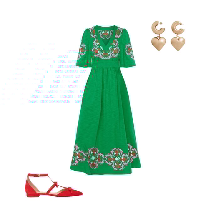 3rd bundle featuring 2 items which compliment Maya Embroidered Kimono Dress-Rich Emerald, Embroidered
