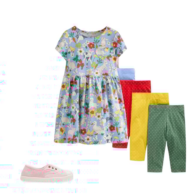 1st bundle featuring 2 items which compliment Heart Pocket Fun Jersey Dress-Misty Blue Spring Meadow