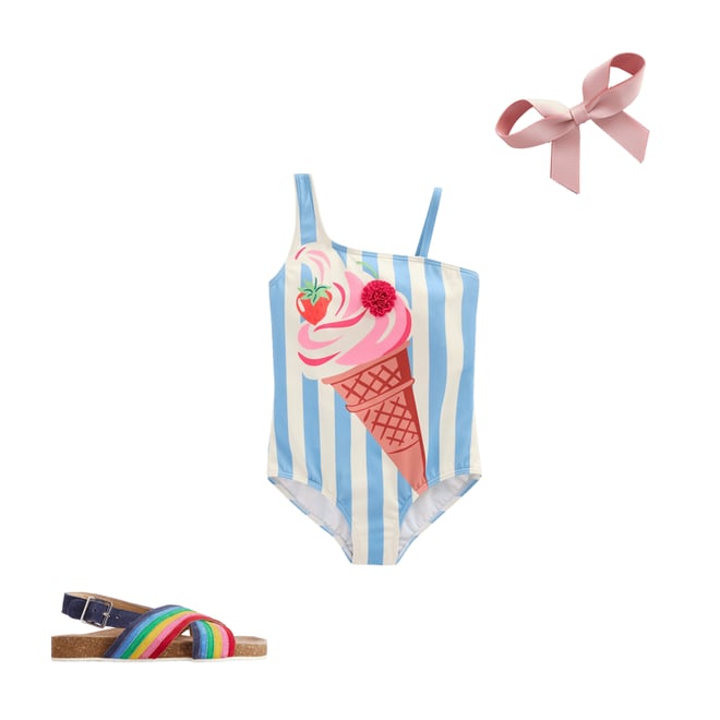 1st bundle featuring 2 items which compliment Sunday Appliqué Swimsuit-Vintage Blue Ice Cream Stripe