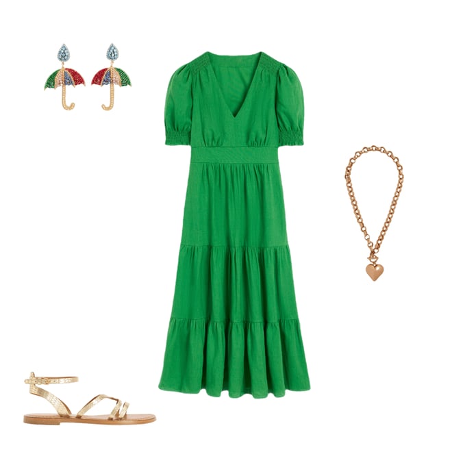 4th bundle featuring 3 items which compliment Anna Linen Tiered Midi Dress-Paradise Green
