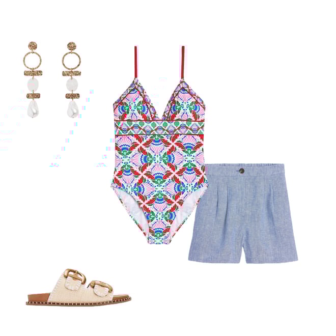 3rd bundle featuring 3 items which compliment Kasos String V Neck Swimsuit-Multi, Ornate Thistle