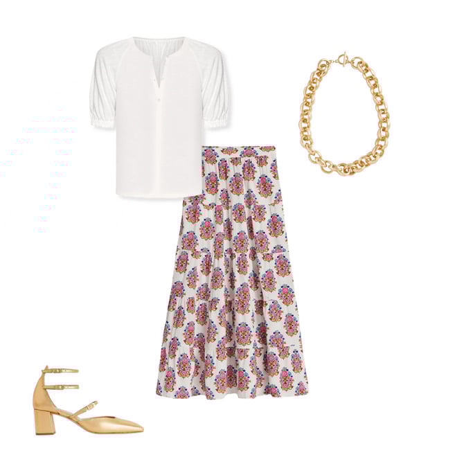 3rd bundle featuring 3 items which compliment Nadia Poplin Maxi Skirt-Ivory, Wildflower Stamp