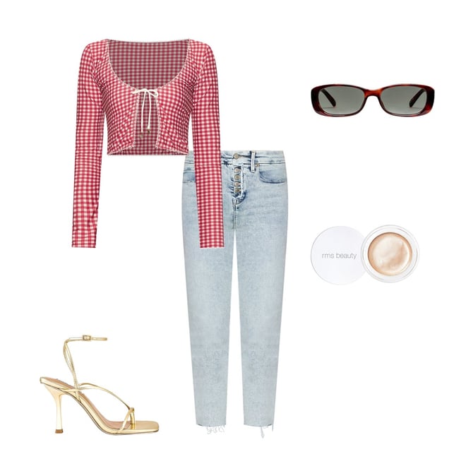Jaded London Cardigan With Picot Trim in Red Gingham | REVOLVE