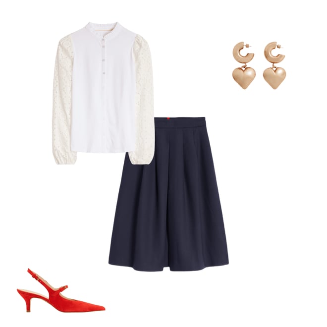 2nd bundle featuring 3 items which compliment Pleat Detail Midi Skirt-Navy