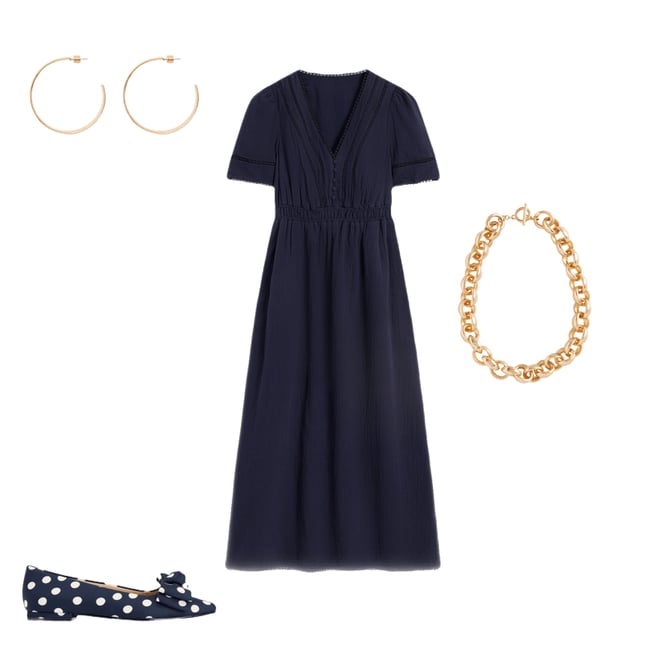 1st bundle featuring 3 items which compliment Trim Double Cloth Dress-Navy