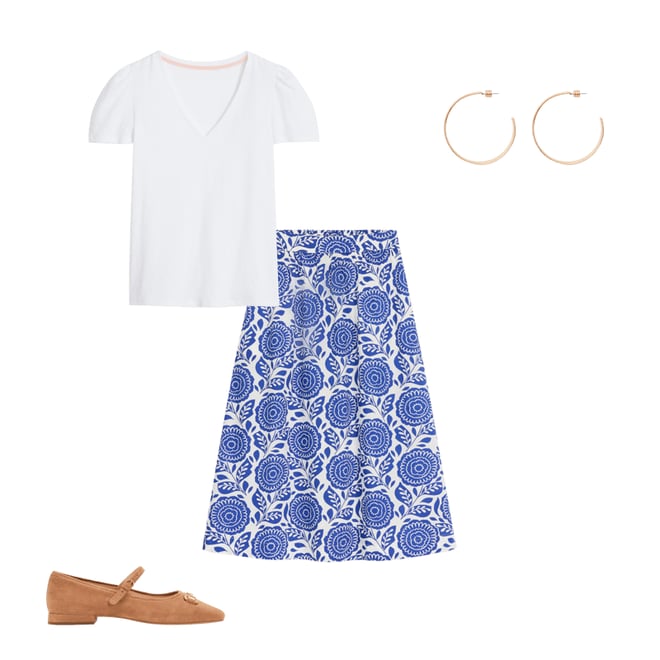 2nd bundle featuring 3 items which compliment Hattie Poplin Midi Skirt-Bright Blue, Dahlia Stamp