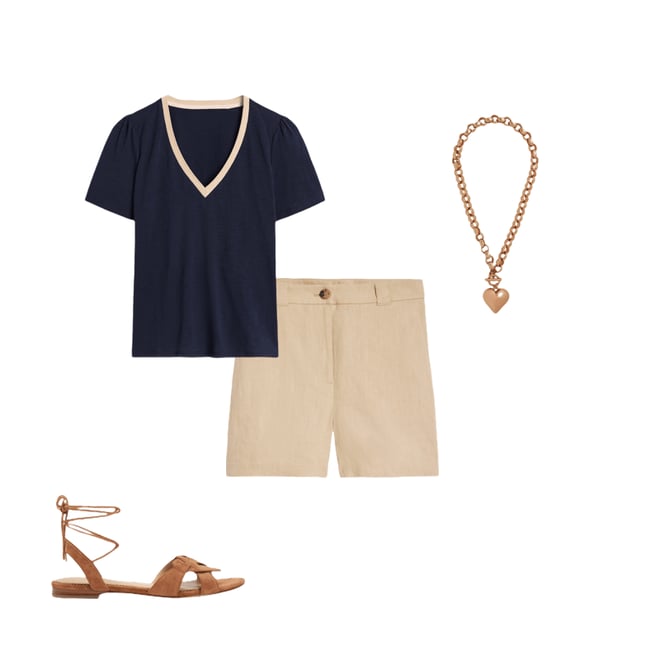 3rd bundle featuring 3 items which compliment Metallic Trim V Neck T-shirt-Navy