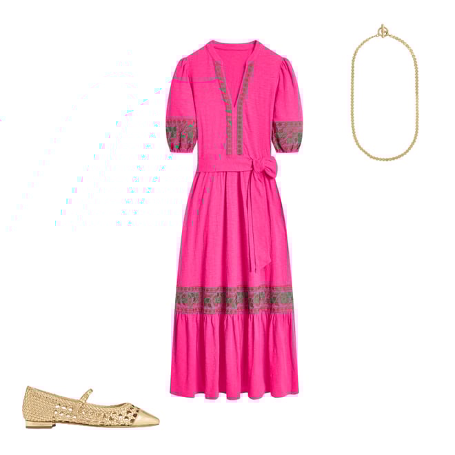 1st bundle featuring 2 items which compliment Amara Embroidered Jersey Dress-Pink Peony