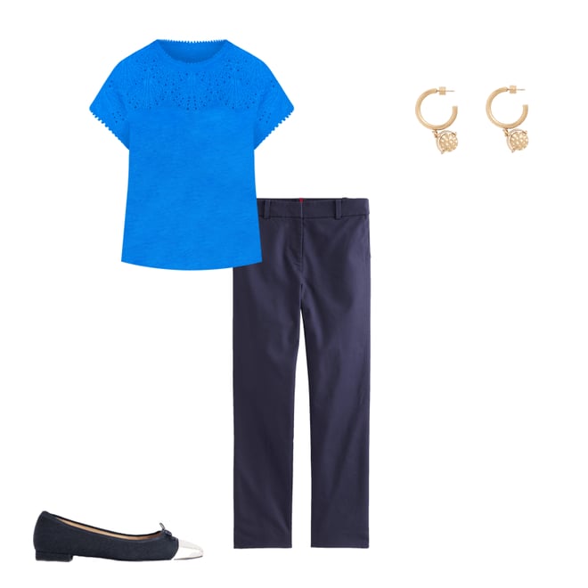 4th bundle featuring 3 items which compliment Anya Broderie T-shirt-Cerulean Blue