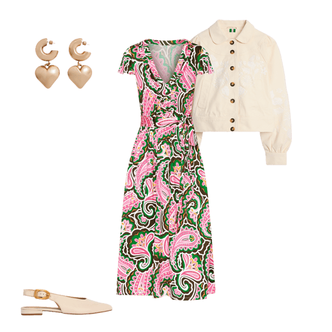 Nicola Jersey Tea Dress-Multi, Scallop Paisley | Boden UK